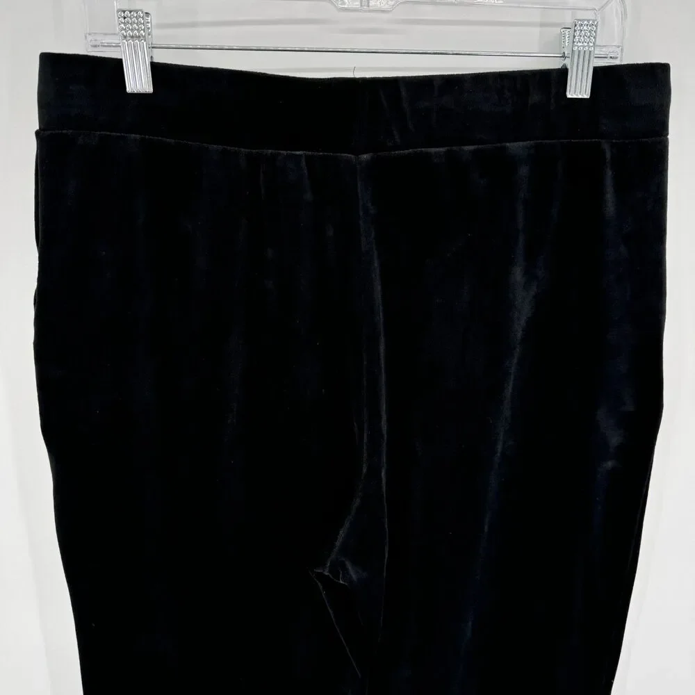 JUICY COUTURE Black Classic Y2K Velour Pull On Cropped Pants Size L